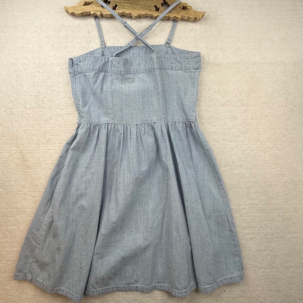 Merona Denim Embroider Sundress Size 8 Spaghetti Strap strapless retro 90s Y2K - Picture 12 of 14